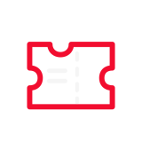 Stilisiertes rotes Ticket-Symbol auf schwarzem Hintergrund